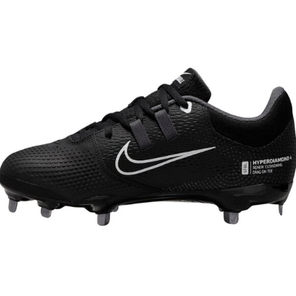 Nike Women's Hyperdiamond 4‎ Pro Metal Fastpitch Softball Cleats All Black - Picture 1 of 3